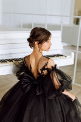 Girls Black Pageant Wedding Party Special Occasion Sequin Tulle Satin Dress
